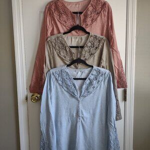 Soft Surroundings 100% cotton pajama sets with crochet lace - NWOT - size L